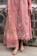 QALAMQAR-3PC LAWN EMBROIDERED SHIRT WITH KHAADI NET EMBROIDERED DUPATTA AND TROUSER | KF-4536