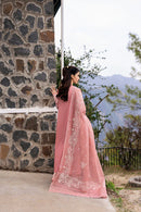 QALAMQAR-3PC LAWN EMBROIDERED SHIRT WITH KHAADI NET EMBROIDERED DUPATTA AND TROUSER | KF-4536