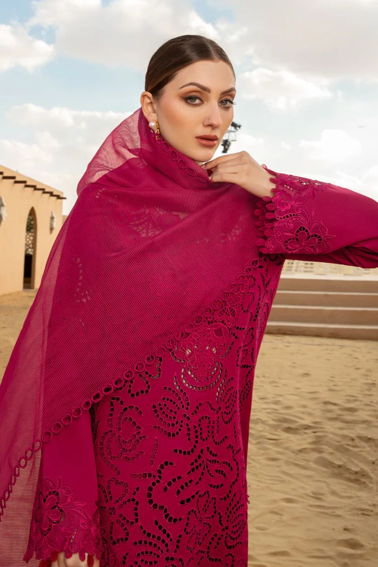 RANG RASIYA-3PC LAWN CHIKANKAARI EMBROIDERED SHIRT WITH KHADDI NET EMBROIDERED DUPATTA AND TROUSER | KF-4647