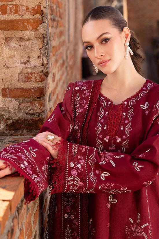 GARNET - 3PC LAWN EMBROIDERED SHIRT WITH LAWN EMBROIDERED DUPATTA & TROUSER | KF-4670