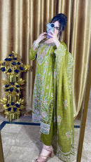 ELAAF-3PC LAWN SEQUIN EMBROIDERED SHIRT WITH BAMBER PURE EMB DUPATTA AND PLAIN TROUSER | KF-134