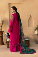 JADE-3PC LAWN CHIKANKARI EMBROIDERED SHIRT WITH CHIFFON PRINTED DUPATTA AND TROUSER | KF-4507