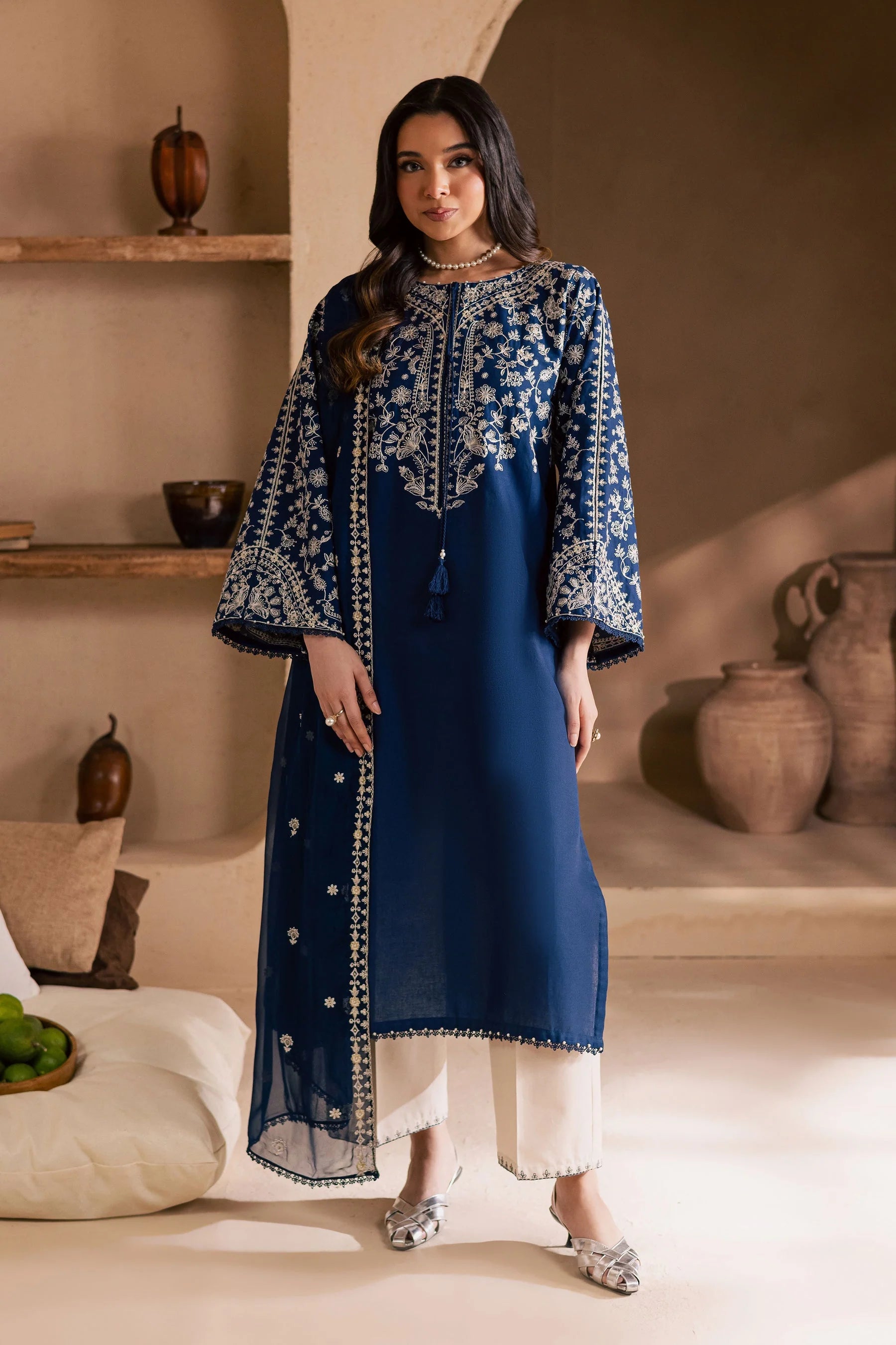 BATIK - 3PC LAWN  EMBROIDERED SHIRT WITH CHIFFON EMBROIDERED DUPATTA AND EMB TROUSER | KF-4621