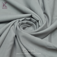 Bemisal Wash N Wear – Self Design Check Slub Summer Fabric  | GRAY