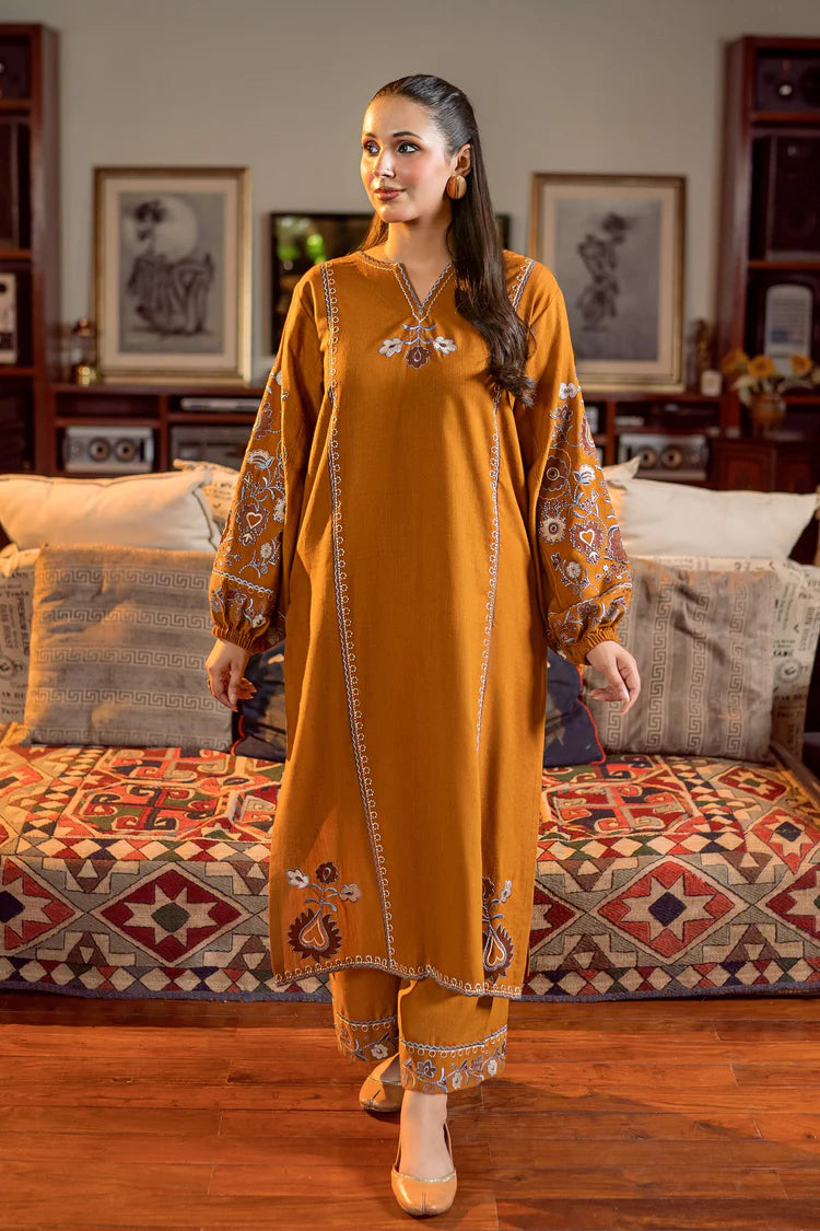 URGE-2PC DHANAK EMBROIDERED SHIRT AND EMBROIDRED SLEEVES