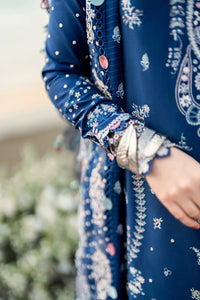 QALAMKAR-3PC LAWN EMBROIDERED SHIRT WITH KHADDI NET EMBROIDERED DUPATTA AND TROUSER | KF-4608