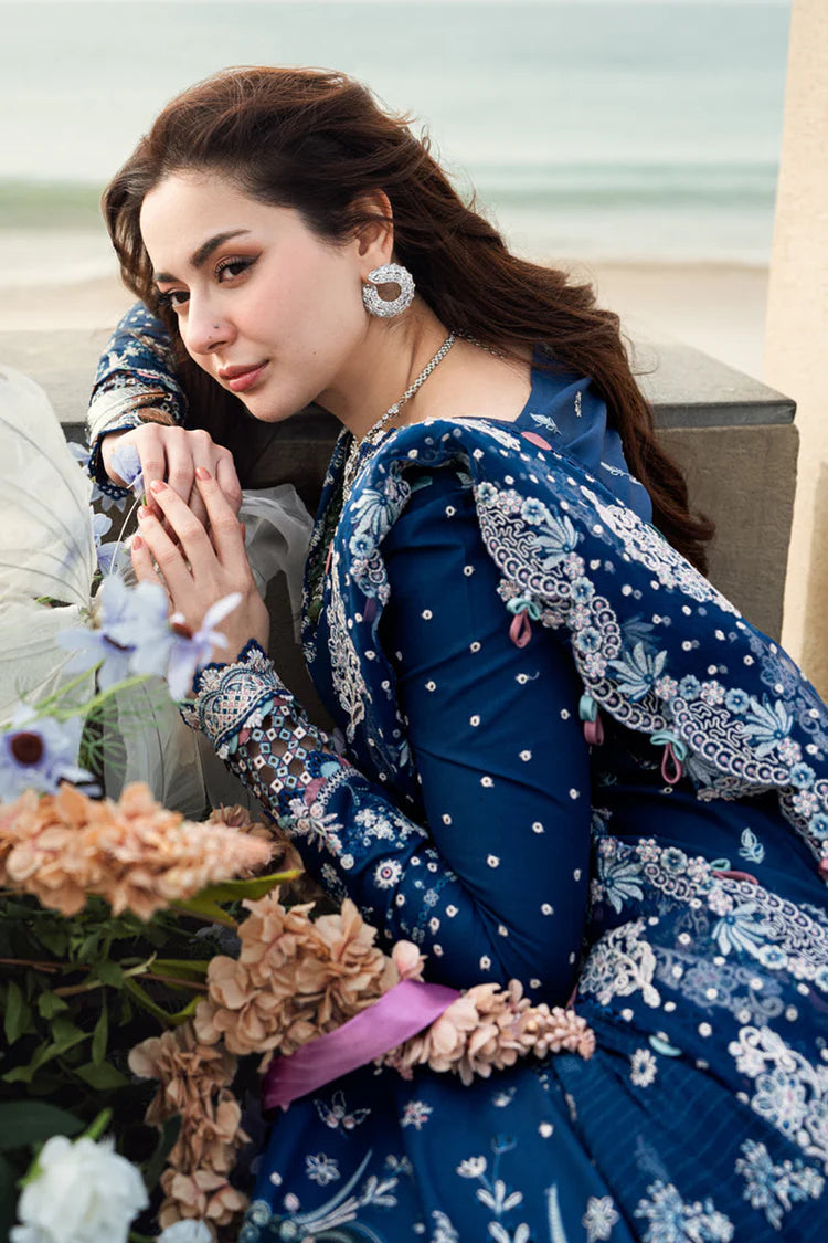 QALAMKAR-3PC LAWN EMBROIDERED SHIRT WITH KHADDI NET EMBROIDERED DUPATTA AND TROUSER | KF-4608