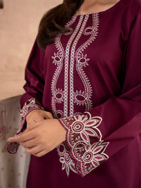 IZEL-2PC DHANAK EMBROIDERED SHIRT WITH DHANAK TROUSER
