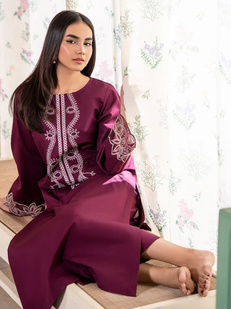 IZEL-2PC DHANAK EMBROIDERED SHIRT WITH DHANAK TROUSER