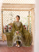 MAHNUR - 3PC LAWN EMBROIDERED SHIRT WITH LAWN EMBROIDERED DUPATTA & TROUSER | KF-4522