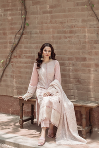 JAZMIN - 3PC LAWN CHIKANKARI EMBROIDERED SHIRT WITH KHADDI NET EMB DUPATTA AND TROUSER | KF-4552