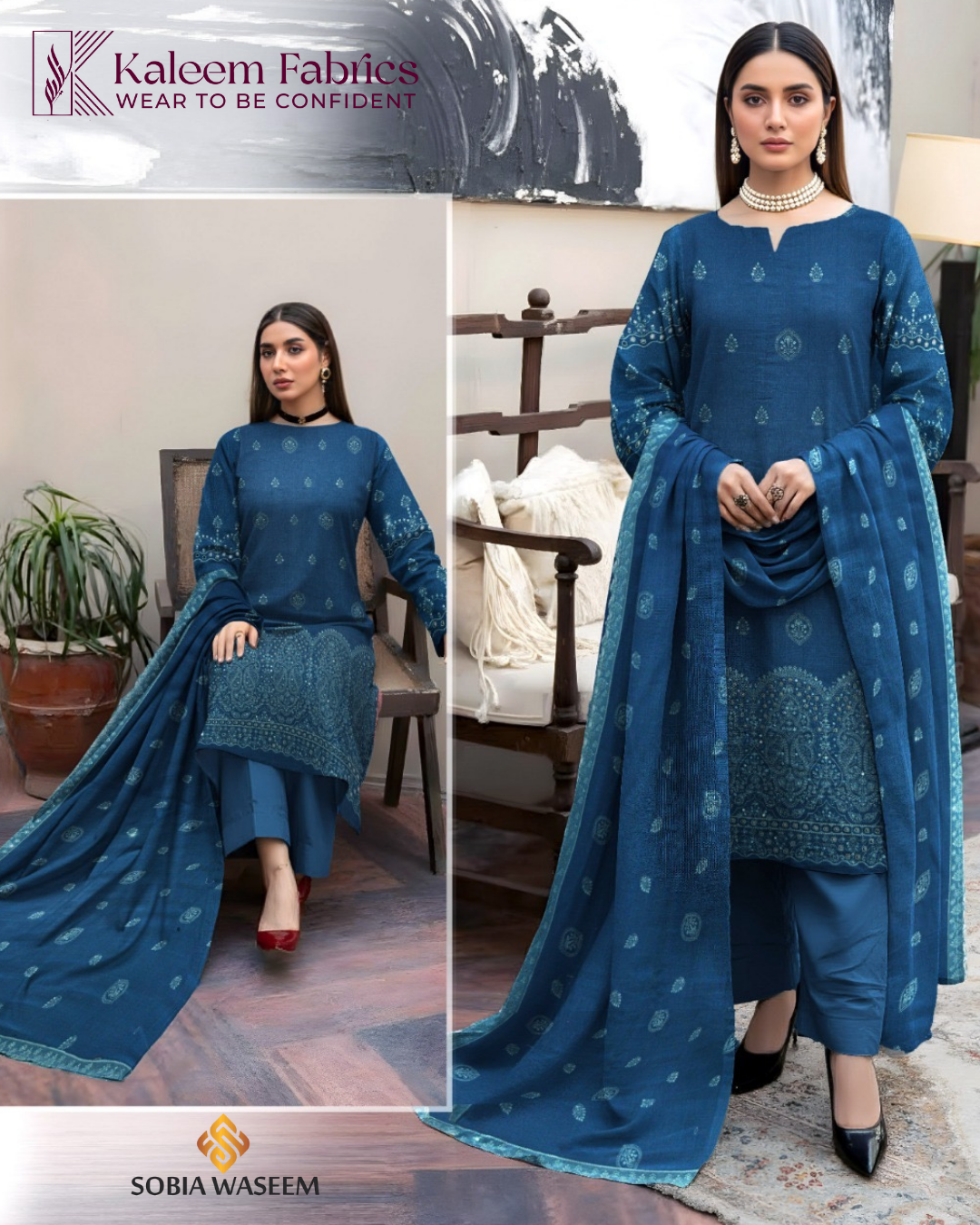 SUROOR – LUXURY SWEET PEACH SLUB FABRIC EMBROIDERED SUIT | KF-V2425