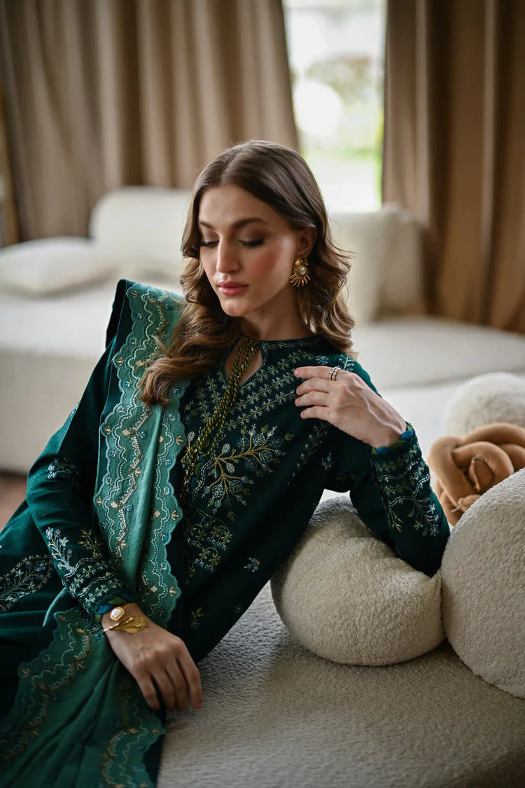 BATIK-3PC DHANAK EMBROIDERED SHIRT WITH DHANAK EMBROIDERED SHAWL AND DHANAK TROUSER | KF-4332