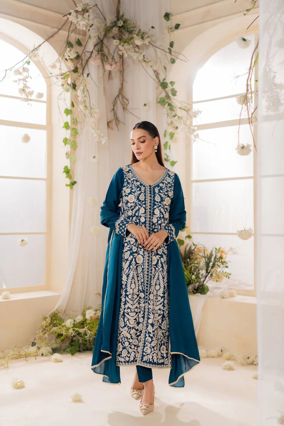 MIRANA-3PC LAWN EMBROIDERED SHIRT WITH BAMBER CHIFFON DUPATTA AND TROUSER | KF-4728