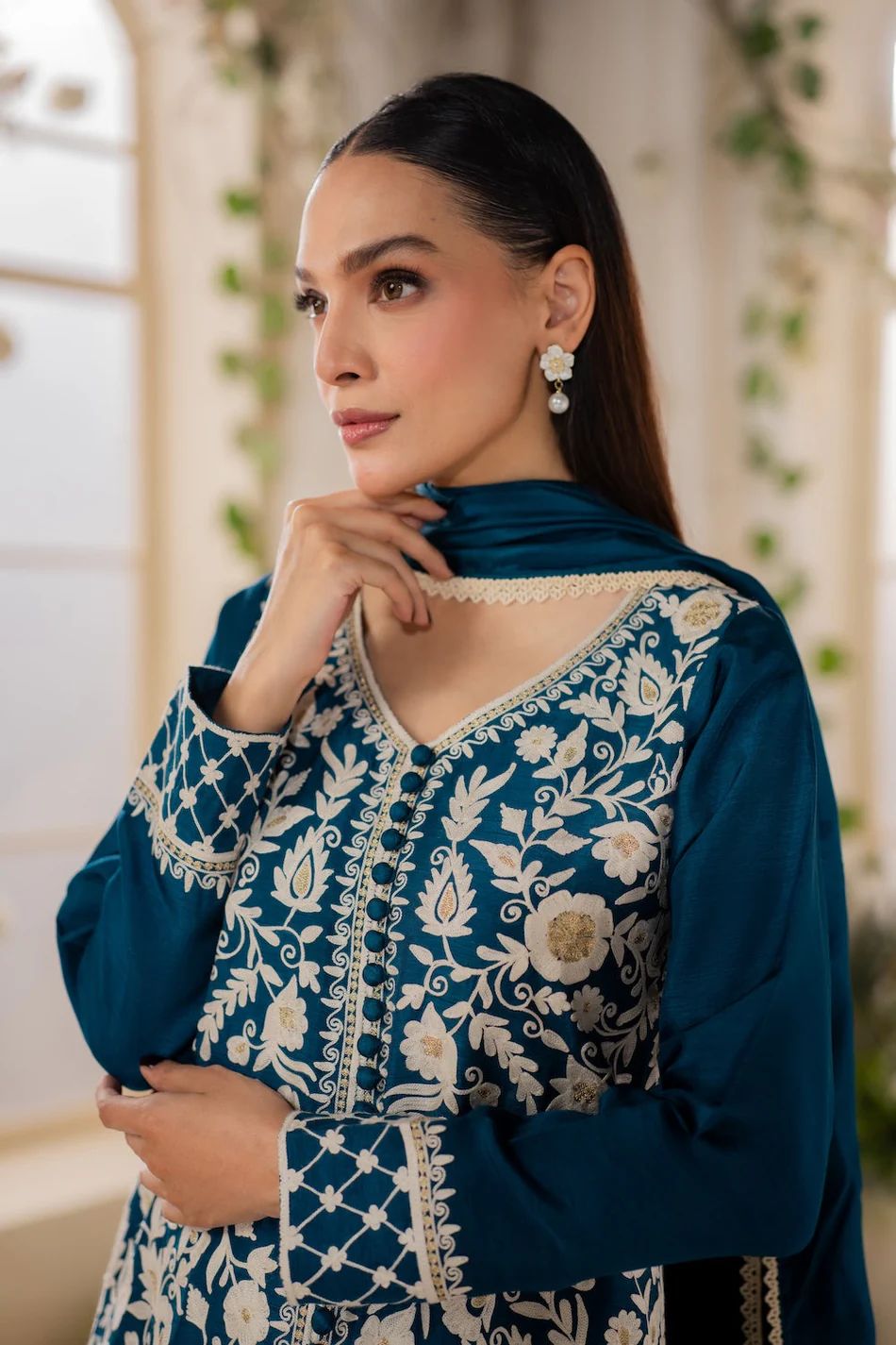 MIRANA-3PC LAWN EMBROIDERED SHIRT WITH BAMBER CHIFFON DUPATTA AND TROUSER | KF-4728