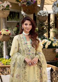 ELAF-3PC LAWN CHIKANKARI EMBROIDERED SHIRT WITH KHAADI NET EMB DUPATTA AND EMB TROUSER | KF-4601
