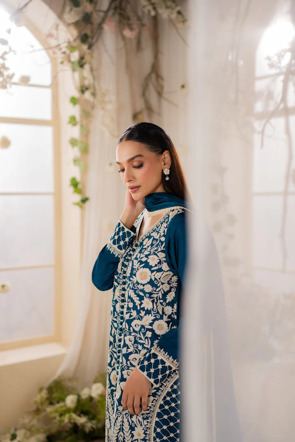 MIRANA-3PC LAWN EMBROIDERED SHIRT WITH BAMBER CHIFFON DUPATTA AND TROUSER | KF-4728