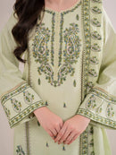 GARNET-3PC LAWN EMBROIDERED SHIRT WITH LAWN EMBROIDERED DUPATTA AND TROUSER | KF-4629