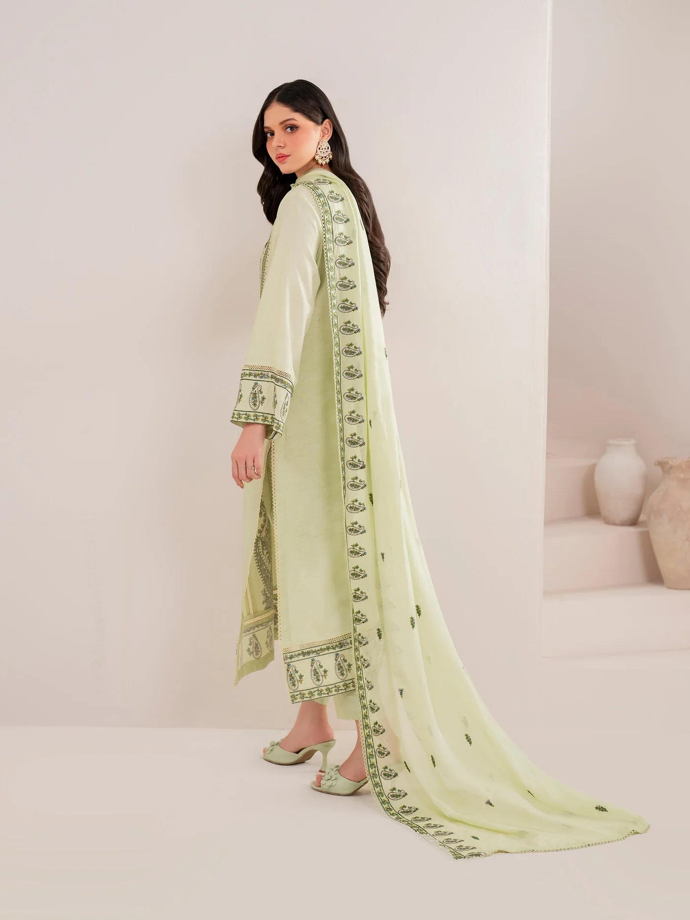 GARNET-3PC LAWN EMBROIDERED SHIRT WITH LAWN EMBROIDERED DUPATTA AND TROUSER | KF-4629