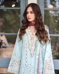 MUSHQ-3PC LAWN CHIKAN EMBROIDERED SHIRT WITH SILK PRINTED DUPATTA AND TROUSER | KF-4905