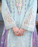 MUSHQ-3PC LAWN CHIKAN EMBROIDERED SHIRT WITH SILK PRINTED DUPATTA AND TROUSER | KF-4905
