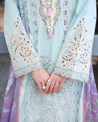 MUSHQ-3PC LAWN CHIKAN EMBROIDERED SHIRT WITH SILK PRINTED DUPATTA AND TROUSER | KF-4905