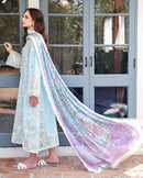 MUSHQ-3PC LAWN CHIKAN EMBROIDERED SHIRT WITH SILK PRINTED DUPATTA AND TROUSER | KF-4905