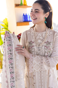 QALAMQAR-3PC LAWN EMBROIDERED SHIRT WITH CHIFFOON PRINT DUPATTA AND EMB TROUSER | KF-4652