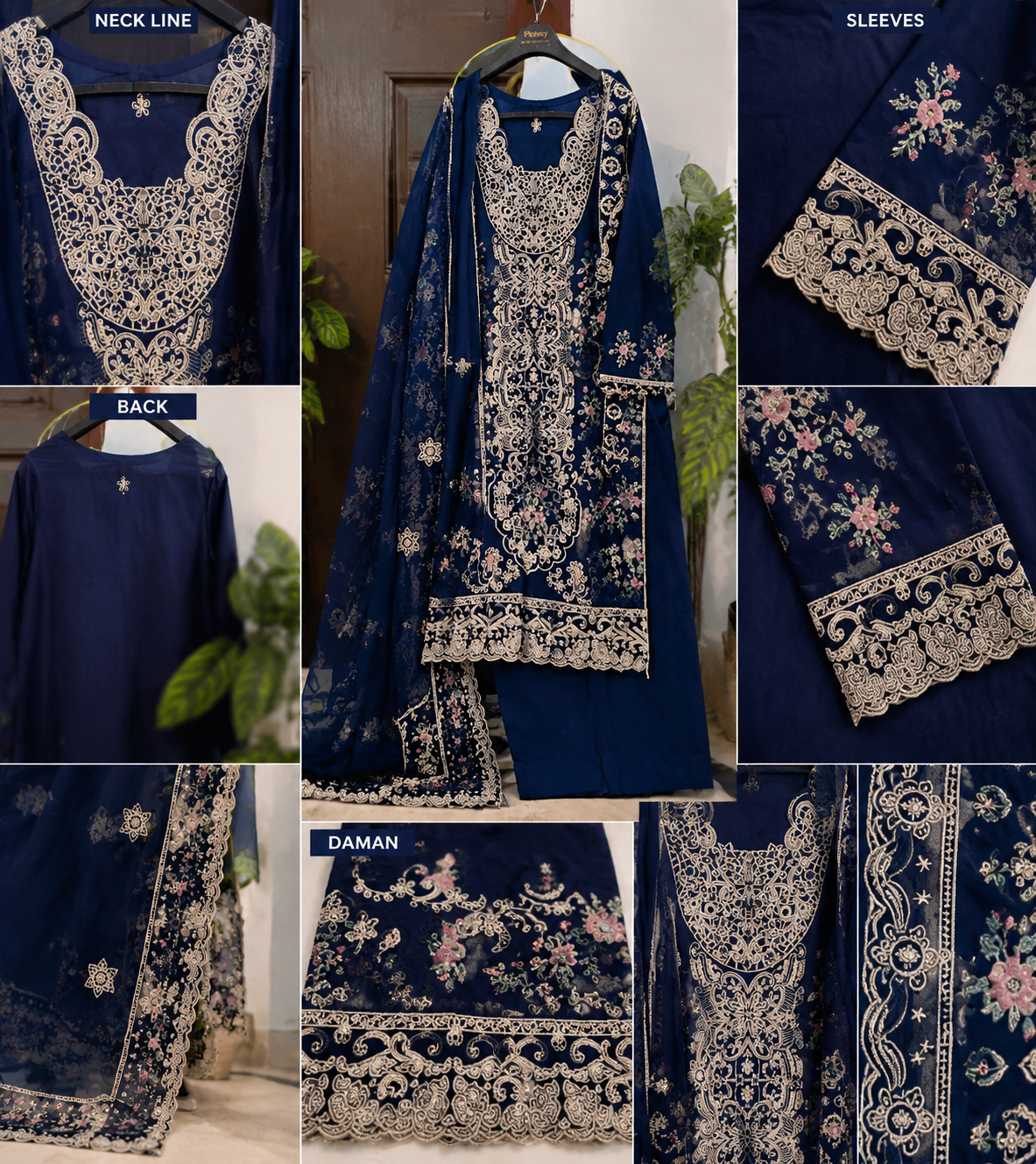 ELAAF-3PC LAWN SEQUIN EMBROIDERED SHIRT WITH BAMBER PURE EMB DUPATTA AND PLAIN TROUSER | KF-111
