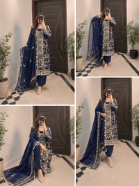 ELAAF-3PC LAWN SEQUIN EMBROIDERED SHIRT WITH BAMBER PURE EMB DUPATTA AND PLAIN TROUSER | KF-111
