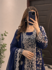 ELAAF-3PC LAWN SEQUIN EMBROIDERED SHIRT WITH BAMBER PURE EMB DUPATTA AND PLAIN TROUSER | KF-111