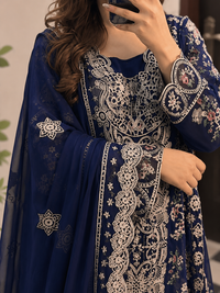 ELAAF-3PC LAWN SEQUIN EMBROIDERED SHIRT WITH BAMBER PURE EMB DUPATTA AND PLAIN TROUSER | KF-111