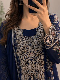 ELAAF-3PC LAWN SEQUIN EMBROIDERED SHIRT WITH BAMBER PURE EMB DUPATTA AND PLAIN TROUSER | KF-111