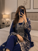 ELAAF-3PC LAWN SEQUIN EMBROIDERED SHIRT WITH BAMBER PURE EMB DUPATTA AND PLAIN TROUSER | KF-111