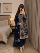 ELAAF-3PC LAWN SEQUIN EMBROIDERED SHIRT WITH BAMBER PURE EMB DUPATTA AND PLAIN TROUSER | KF-111