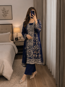 ELAAF-3PC LAWN SEQUIN EMBROIDERED SHIRT WITH BAMBER PURE EMB DUPATTA AND PLAIN TROUSER | KF-111