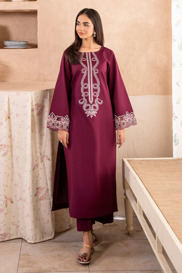 IZEL-2PC DHANAK EMBROIDERED SHIRT WITH DHANAK TROUSER