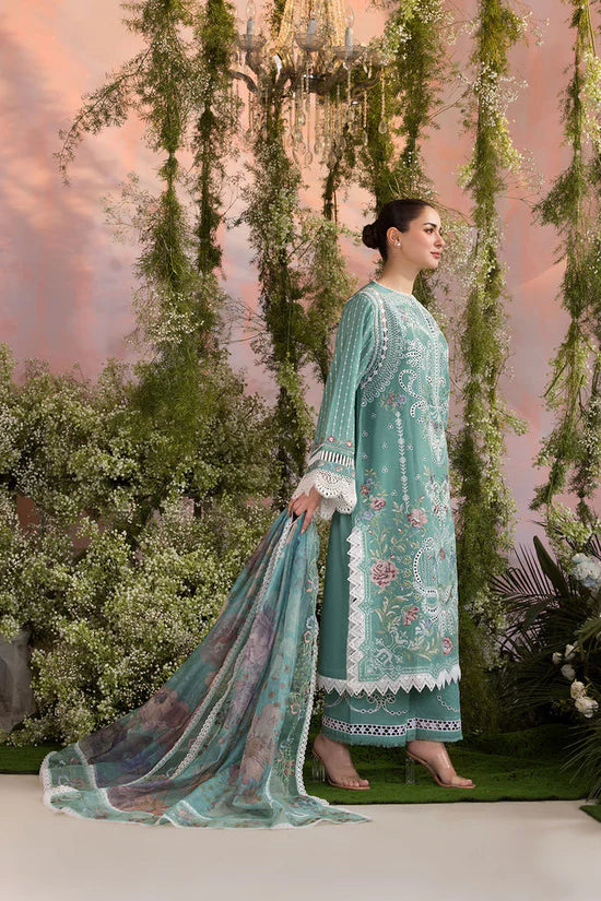 SOBIA NAZIR - 3PC LAWN CHIKAN EMBROIDERED SHIRT WITH CHIFFON EMBROIDERED PRINTED DUPATTA AND EMB TROUSER | KF-4708