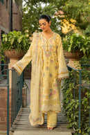 MAHNUR-3PC LAWN EMBROIDERED SHIRT WITH KHAADI NET EMBROIDERED DUPATTA AND TROUSER | KF-4657