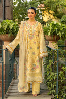 MAHNUR-3PC LAWN EMBROIDERED SHIRT WITH KHAADI NET EMBROIDERED DUPATTA AND TROUSER | KF-4657