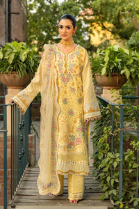 MAHNUR-3PC LAWN EMBROIDERED SHIRT WITH KHAADI NET EMBROIDERED DUPATTA AND TROUSER | KF-4657