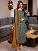 ASIM JOFA-3PC LAWN HEAVY EMBROIDERED SHIRT WITH CHIFFON EMBROIDERED DUPATTA AND TROUSER | KF-4547