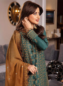 ASIM JOFA-3PC LAWN HEAVY EMBROIDERED SHIRT WITH CHIFFON EMBROIDERED DUPATTA AND TROUSER | KF-4547