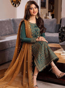 ASIM JOFA-3PC LAWN HEAVY EMBROIDERED SHIRT WITH CHIFFON EMBROIDERED DUPATTA AND TROUSER | KF-4547