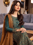 ASIM JOFA-3PC LAWN HEAVY EMBROIDERED SHIRT WITH CHIFFON EMBROIDERED DUPATTA AND TROUSER | KF-4547