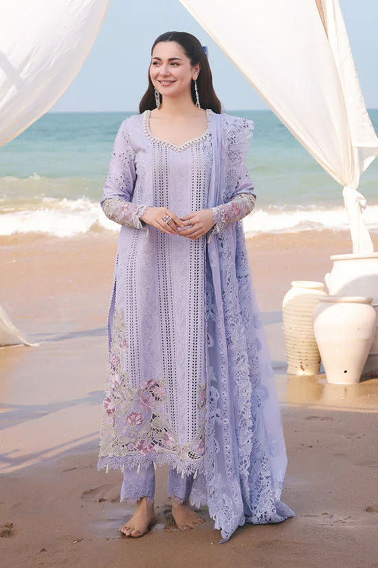 IMROZIA - 3PC LAWN CHIKANKARI EMBROIDERED SHIRT WITH KHADDI NET EMB DUPATTA AND TROUSER | KF-4508