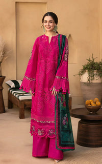 JADE-3PC LAWN CHIKANKARI EMBROIDERED SHIRT WITH CHIFFON PRINTED DUPATTA AND TROUSER | KF-4507
