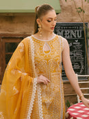 MAHNUR - 3PC LAWN CHIKAANKARI EMBROIDERED SHIRT WITH KHADDI NET EMB DUPATTA AND TROUSER | KF-4704