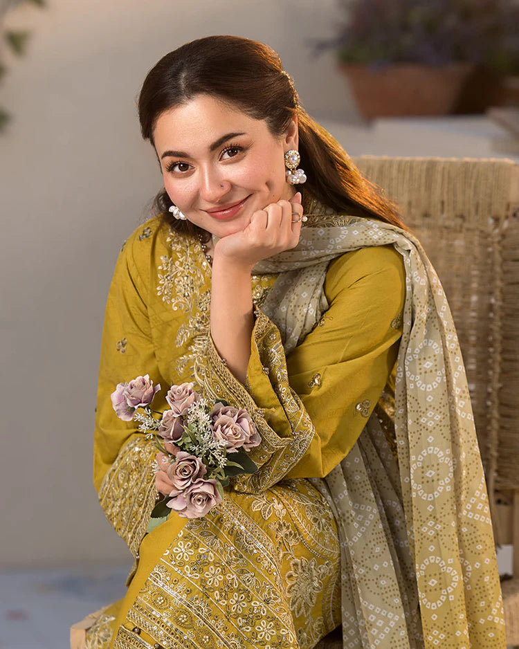 JADE - 3PC LAWN SEQUIN EMBROIDERED SHIRT WITH CHIFFON PRINTED EMB DUPATTA & TROUSER | KF-4528