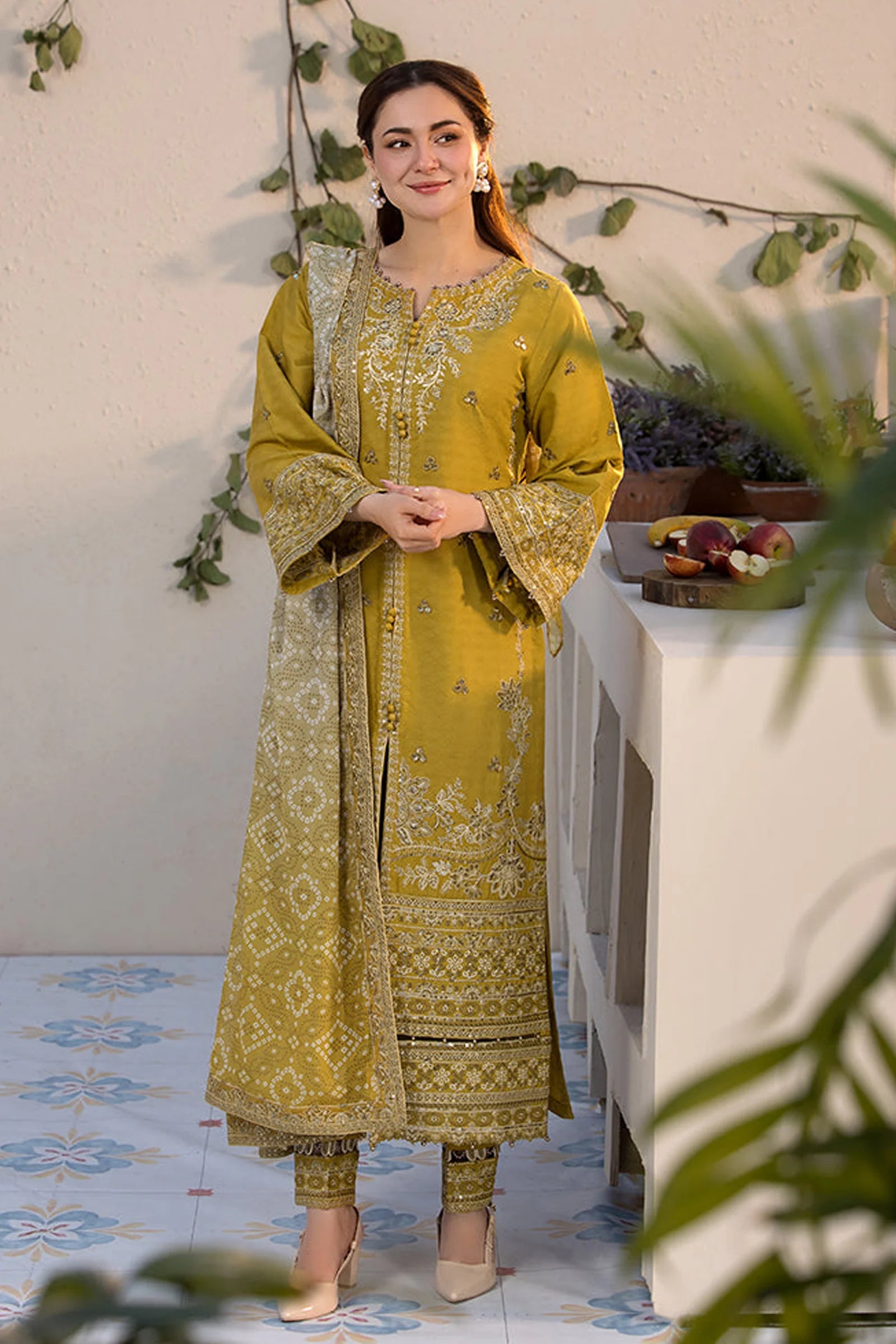 JADE - 3PC LAWN SEQUIN EMBROIDERED SHIRT WITH CHIFFON PRINTED EMB DUPATTA & TROUSER | KF-4528